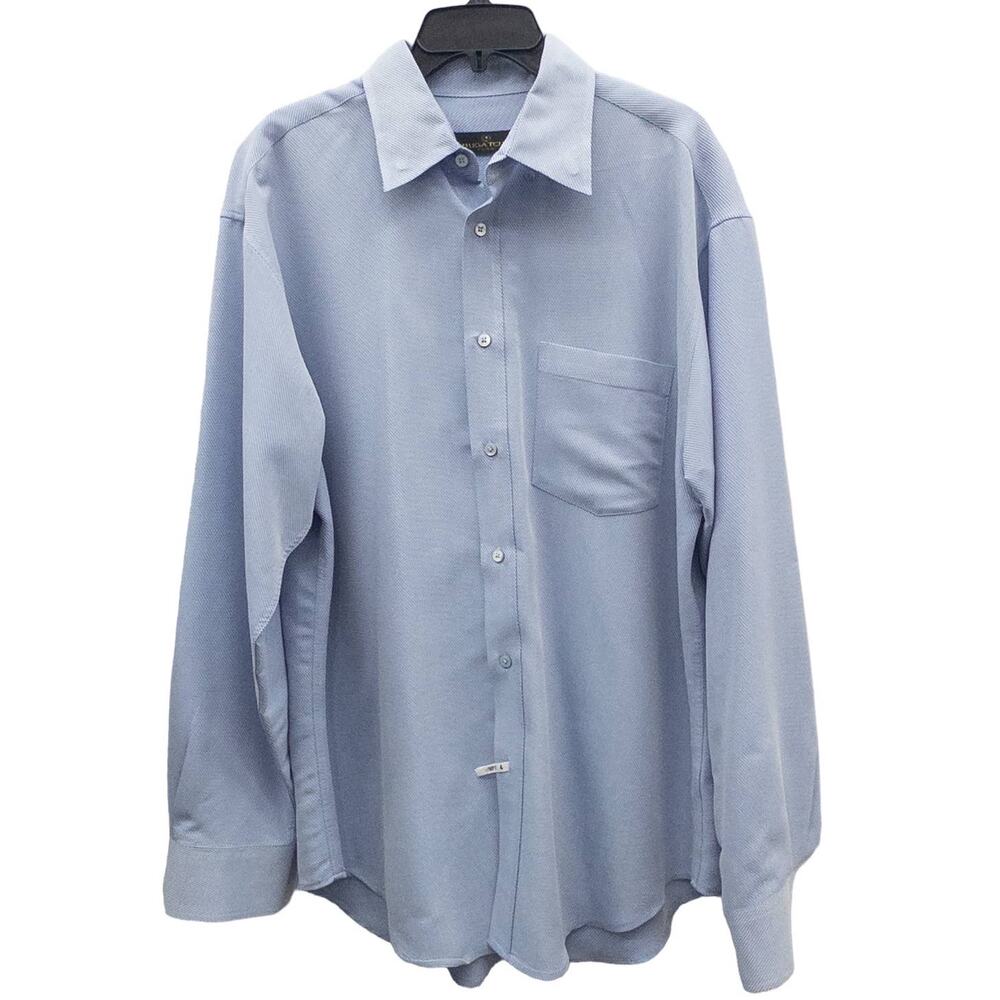 Bugatchi Uomo Men's Blue White Stripe Dress Shirt L Classic Fit Button Down